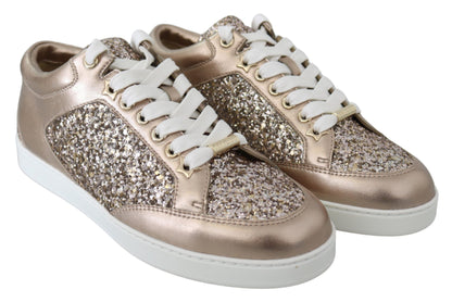 Рожеві блискучі шкіряні кросівки Jimmy Choo Ballet