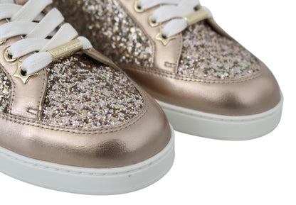Рожеві блискучі шкіряні кросівки Jimmy Choo Ballet