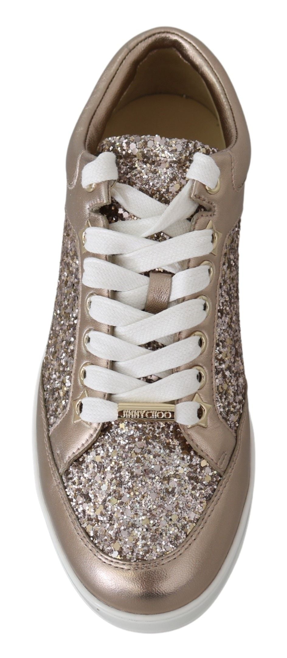 Рожеві блискучі шкіряні кросівки Jimmy Choo Ballet