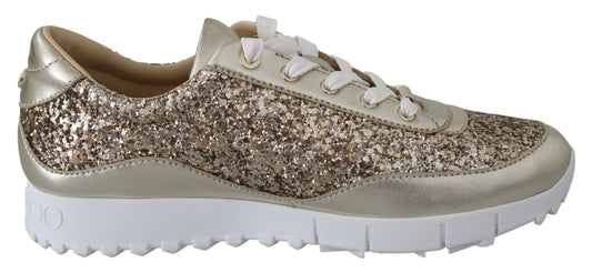 Шкіряні кросівки Jimmy Choo зі старовинним золотим блиском