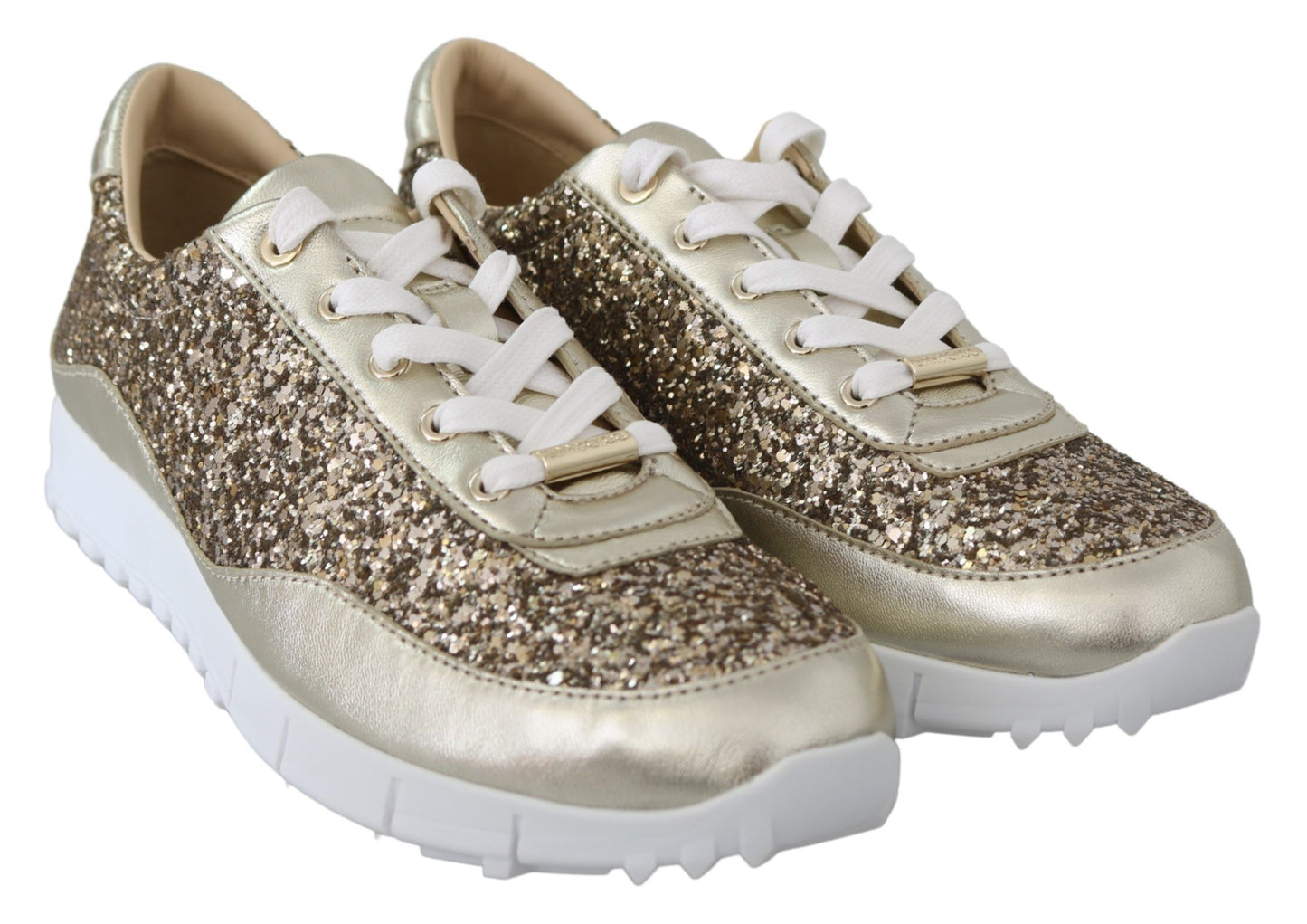 Шкіряні кросівки Jimmy Choo зі старовинним золотим блиском