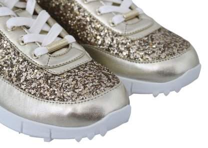 Шкіряні кросівки Jimmy Choo зі старовинним золотим блиском