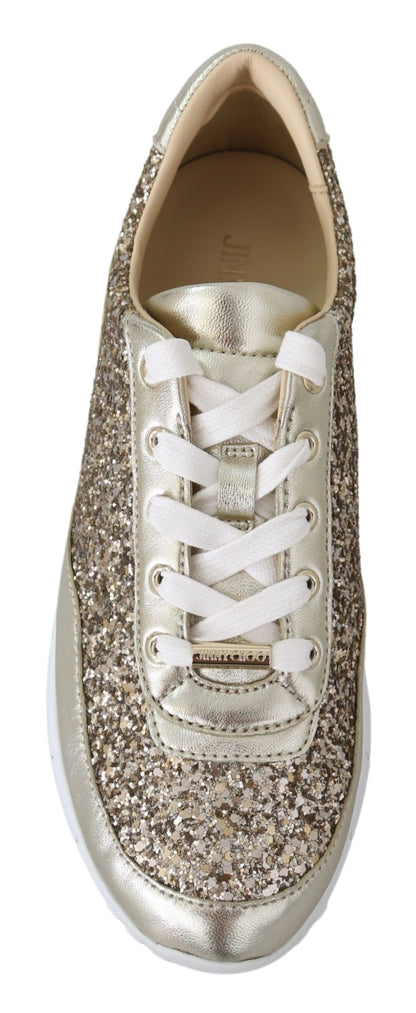 Шкіряні кросівки Jimmy Choo зі старовинним золотим блиском