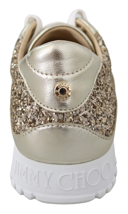 Шкіряні кросівки Jimmy Choo зі старовинним золотим блиском