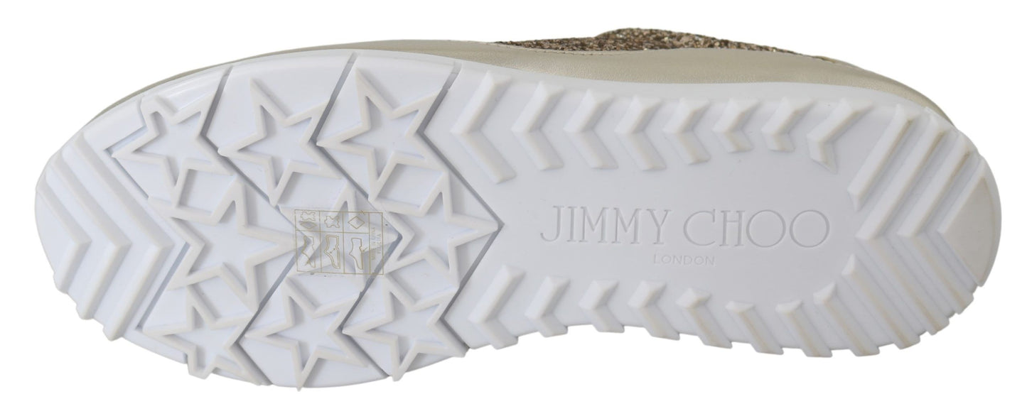 Шкіряні кросівки Jimmy Choo зі старовинним золотим блиском