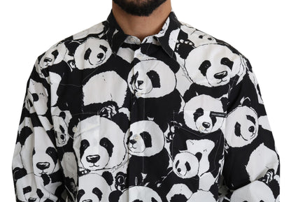 Сорочка з чистої бавовни з принтом Dolce &amp; Gabbana Panda - чорно-біла