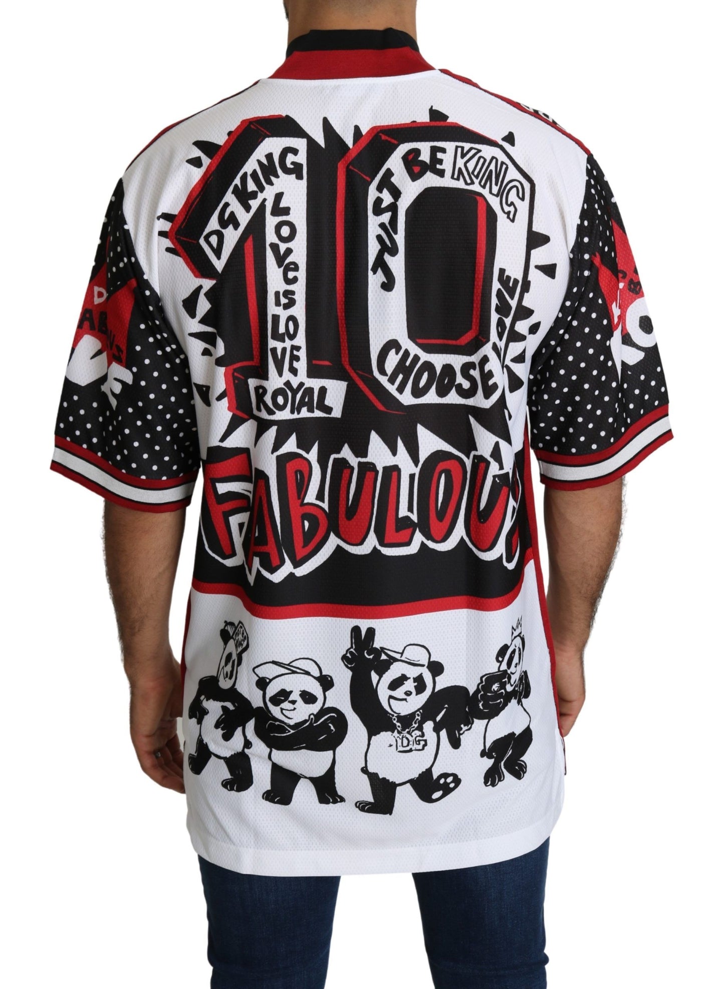 Футболка Dolce &amp; Gabbana Chic White King Panda з коміром на блискавці