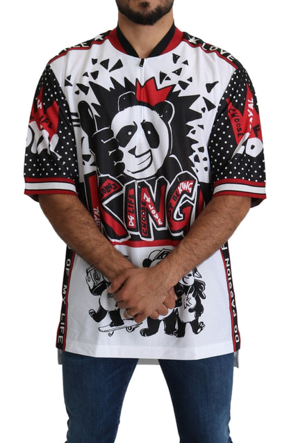 Футболка Dolce &amp; Gabbana Chic White King Panda з коміром на блискавці