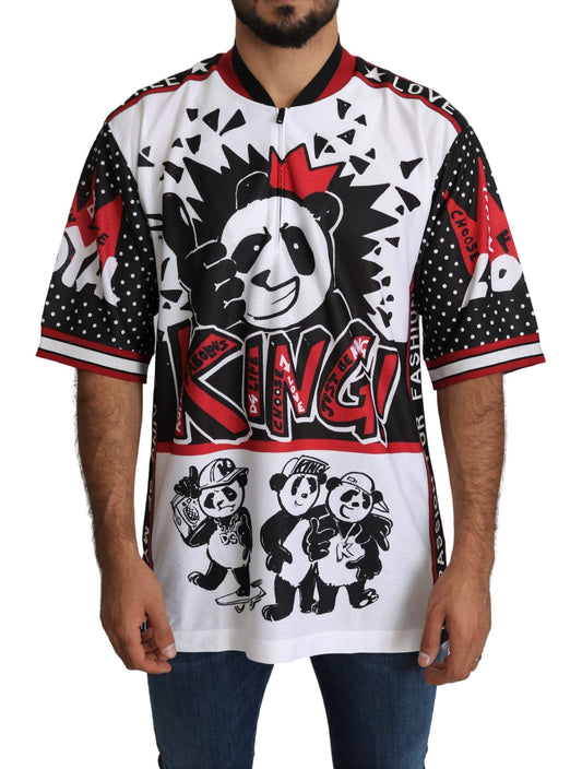 Футболка Dolce &amp; Gabbana Chic White King Panda з коміром на блискавці
