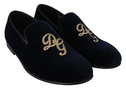 Елегантні блакитні лофери Dolce &amp; Gabbana з вишивкою