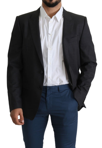 Елегантний сірий вовняний шовковий піджак Dolce &amp; Gabbana Slim Fit