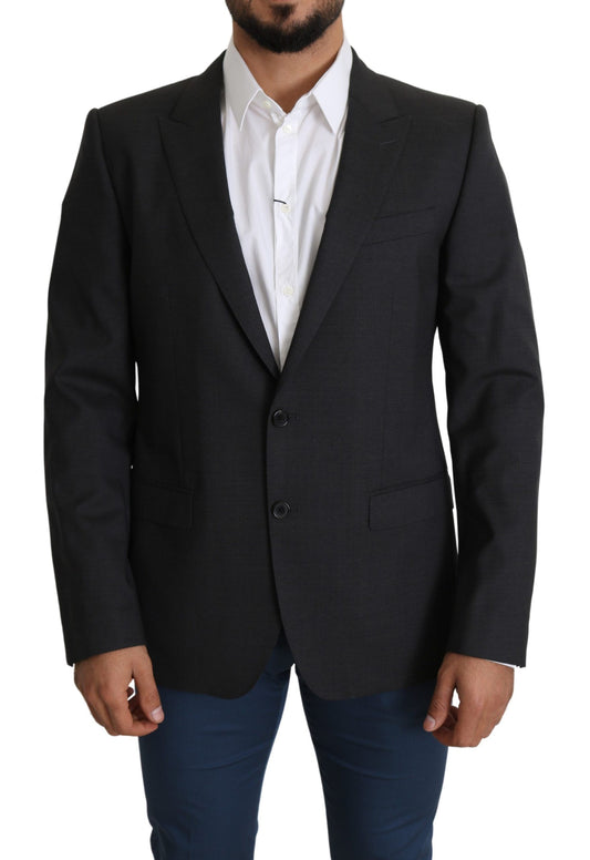 Елегантний сірий вовняний шовковий піджак Dolce &amp; Gabbana Slim Fit