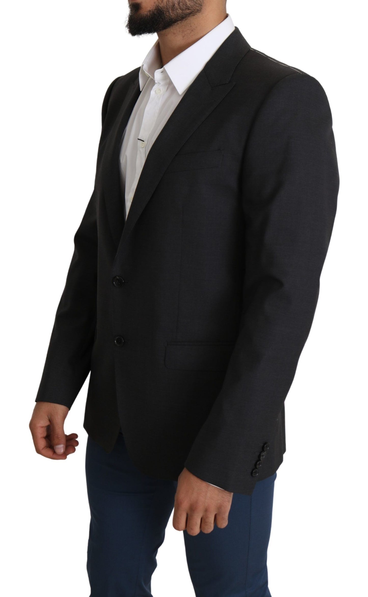 Елегантний сірий вовняний шовковий піджак Dolce &amp; Gabbana Slim Fit