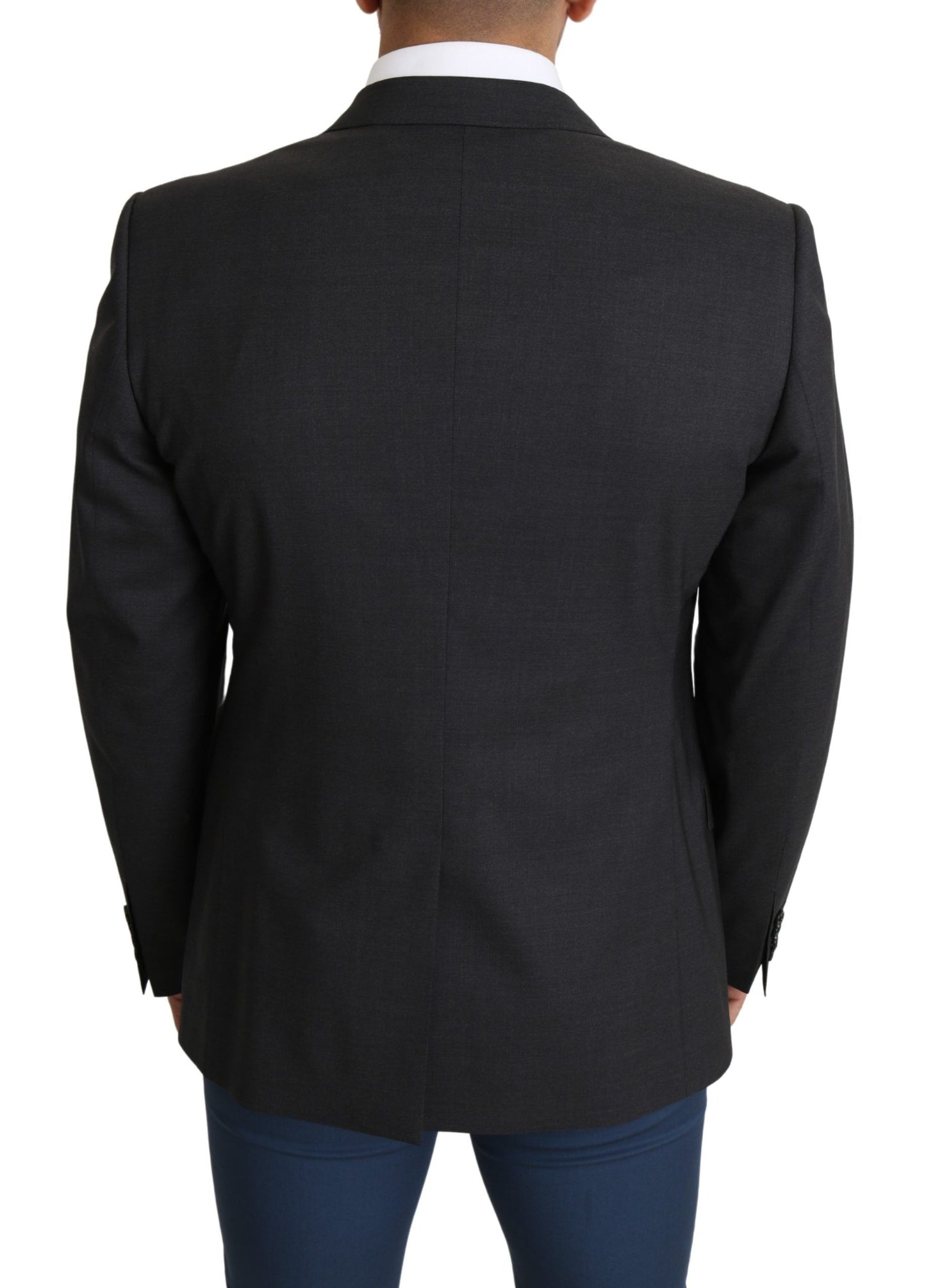 Елегантний сірий вовняний шовковий піджак Dolce &amp; Gabbana Slim Fit