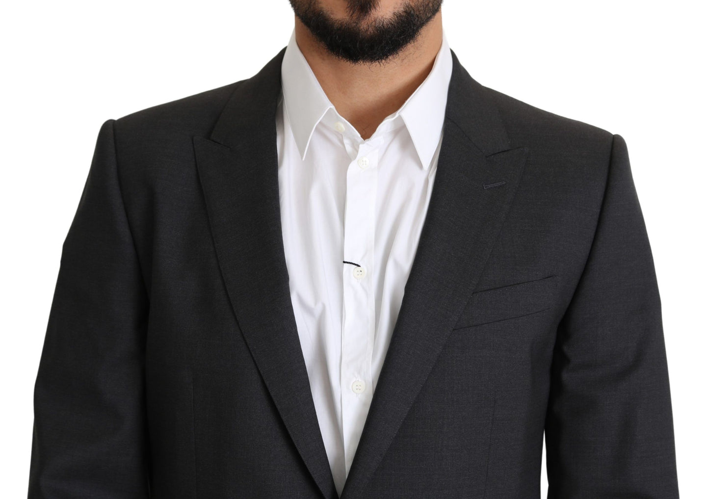 Елегантний сірий вовняний шовковий піджак Dolce &amp; Gabbana Slim Fit