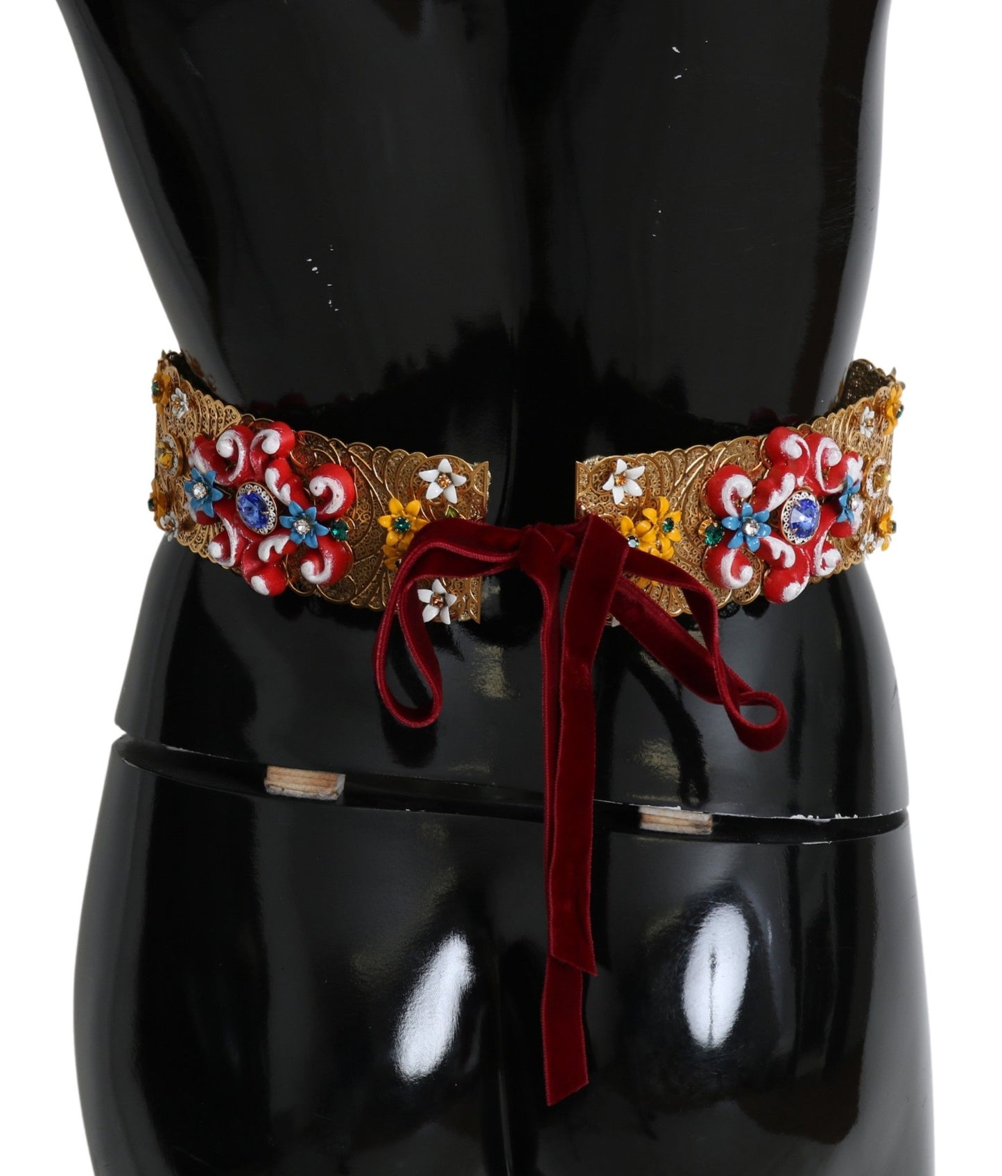 Золотистий пояс Dolce &amp; Gabbana із квітковим кришталем