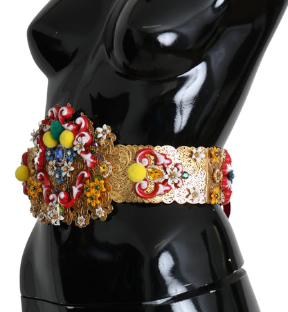 Золотистий пояс Dolce &amp; Gabbana із квітковим кришталем