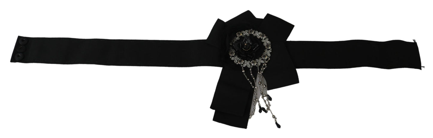 Елегантний пояс Dolce &amp; Gabbana з чорним кришталем