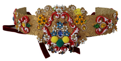 Пояс Dolce &amp; Gabbana, прикрашений золотистими квітковими кристалами