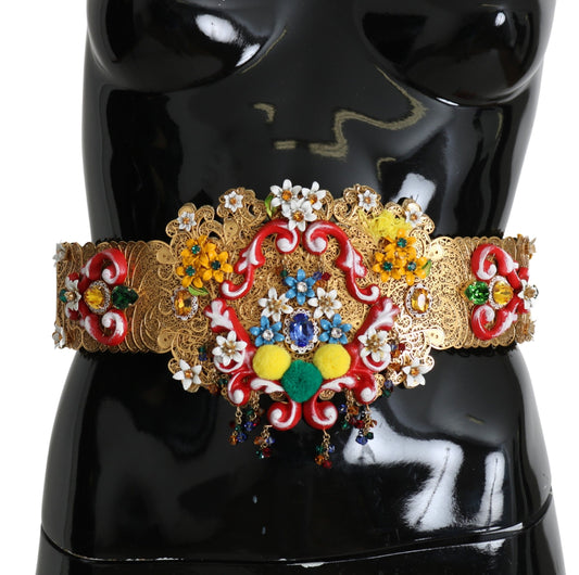 Пояс Dolce &amp; Gabbana, прикрашений золотистими квітковими кристалами