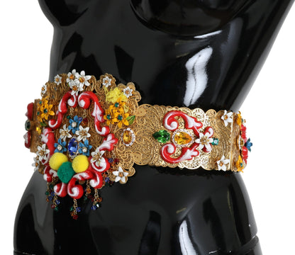 Пояс Dolce &amp; Gabbana, прикрашений золотистими квітковими кристалами