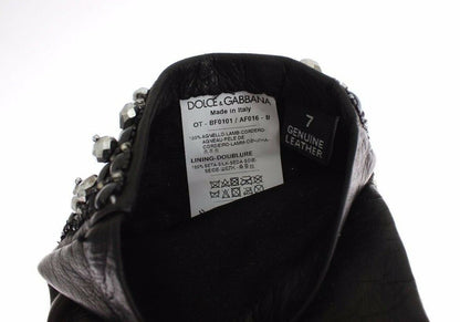 Елегантні шкіряні рукавички Dolce &amp; Gabbana з кришталевими намистинами