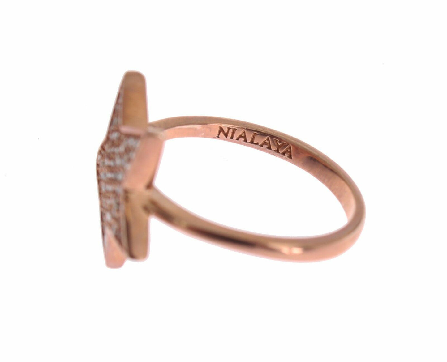 Каблучка Nialaya Dazzling Pink Gold Plated Sterling Silver CZ