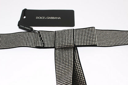 Елегантний пояс Dolce &amp; Gabbana із чорним шовковим кристалічним бантом