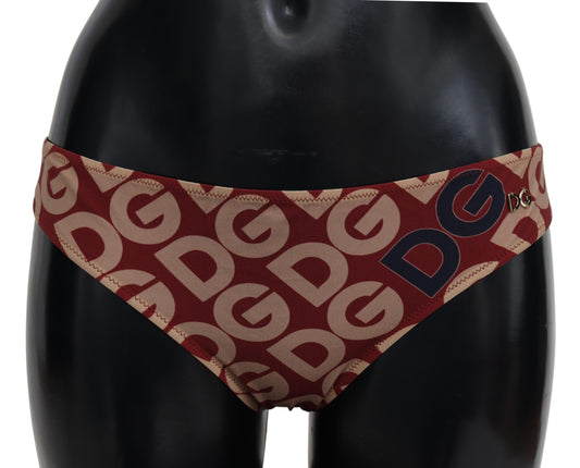 Бікіні Dolce &amp; Gabbana Chic Maroon Beige з принтом логотипу