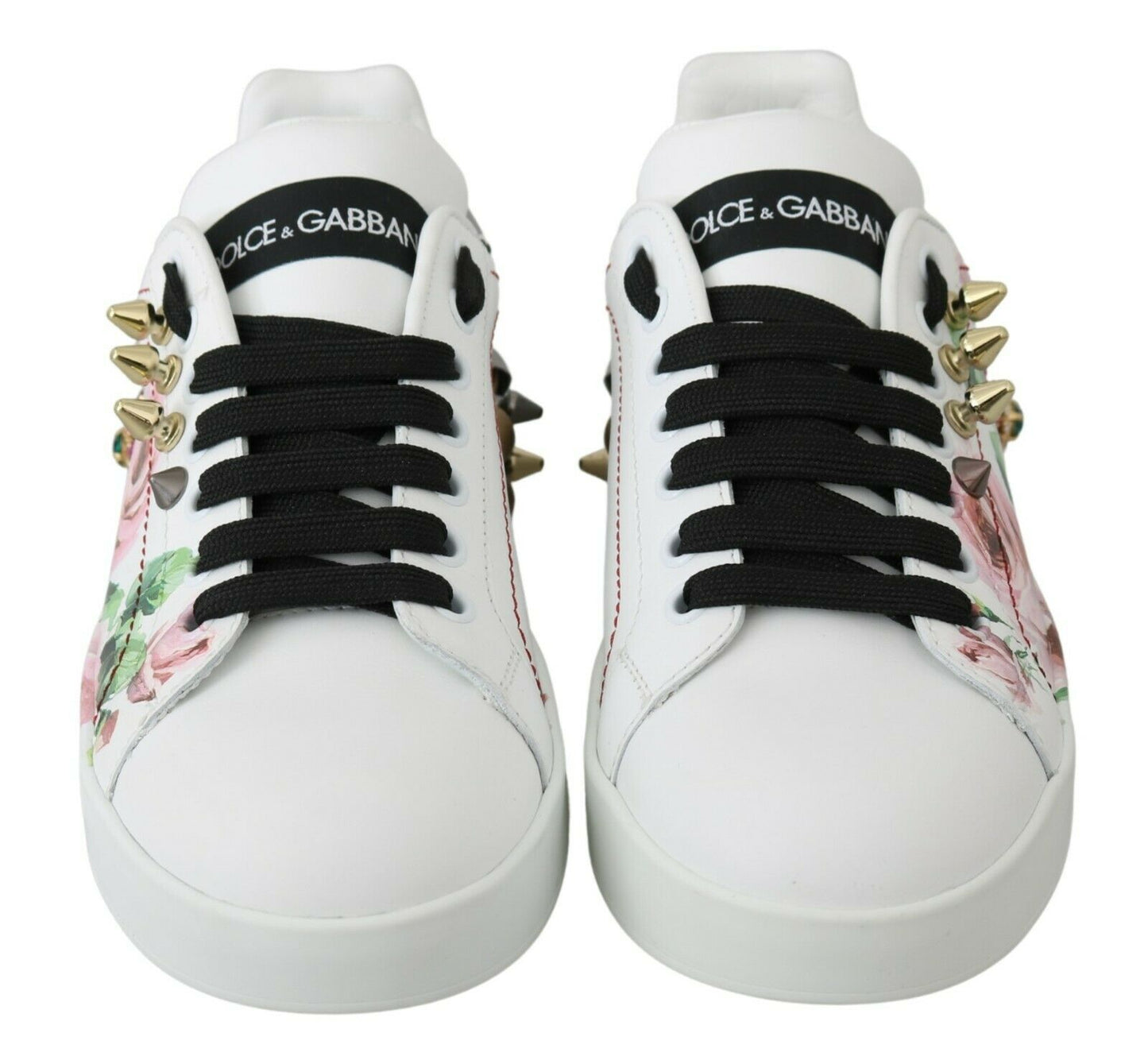 Шкіряні кросівки Dolce &amp; Gabbana, прикрашені квітковими кристалами