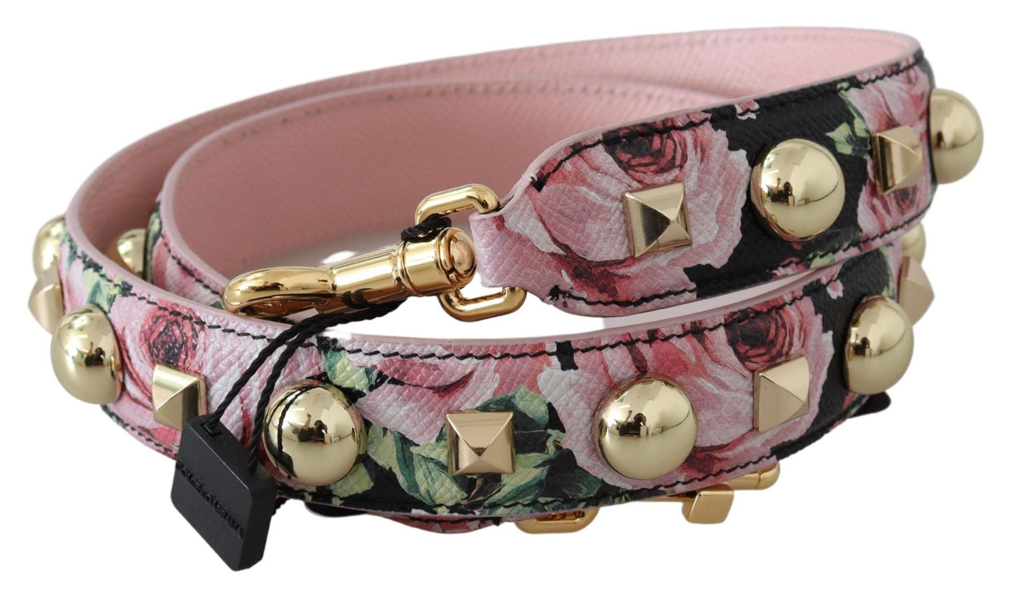 Рожевий шкіряний ремінь Dolce &amp; Gabbana із золотим квітковим кольором