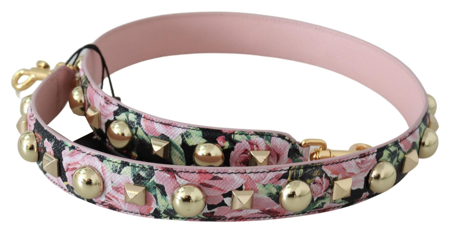 Рожевий шкіряний ремінь Dolce &amp; Gabbana із золотим квітковим кольором