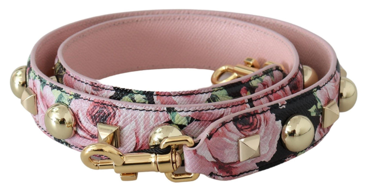 Рожевий шкіряний ремінь Dolce &amp; Gabbana із золотим квітковим кольором