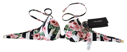 Топ бікіні Dolce &amp; Gabbana Chic з принтом троянд для елегантних пляжних днів
