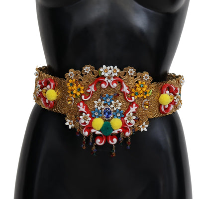 Золотистий пояс Dolce &amp; Gabbana із квітковим кришталем