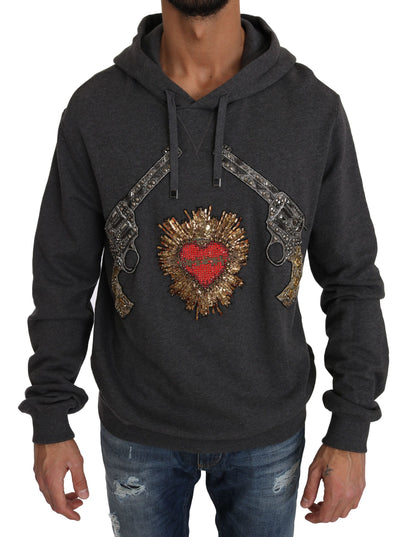 Сірий светр Dolce &amp; Gabbana Crystal Heart Gun Motiv