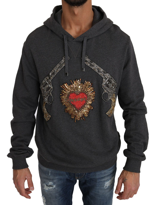 Сірий светр Dolce &amp; Gabbana Crystal Heart Gun Motiv