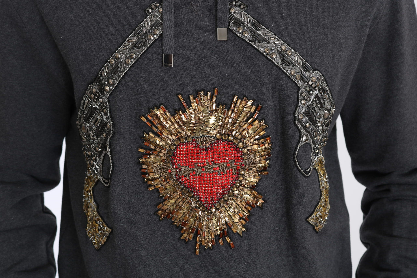 Сірий светр Dolce &amp; Gabbana Crystal Heart Gun Motiv