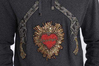 Сірий светр Dolce &amp; Gabbana Crystal Heart Gun Motiv