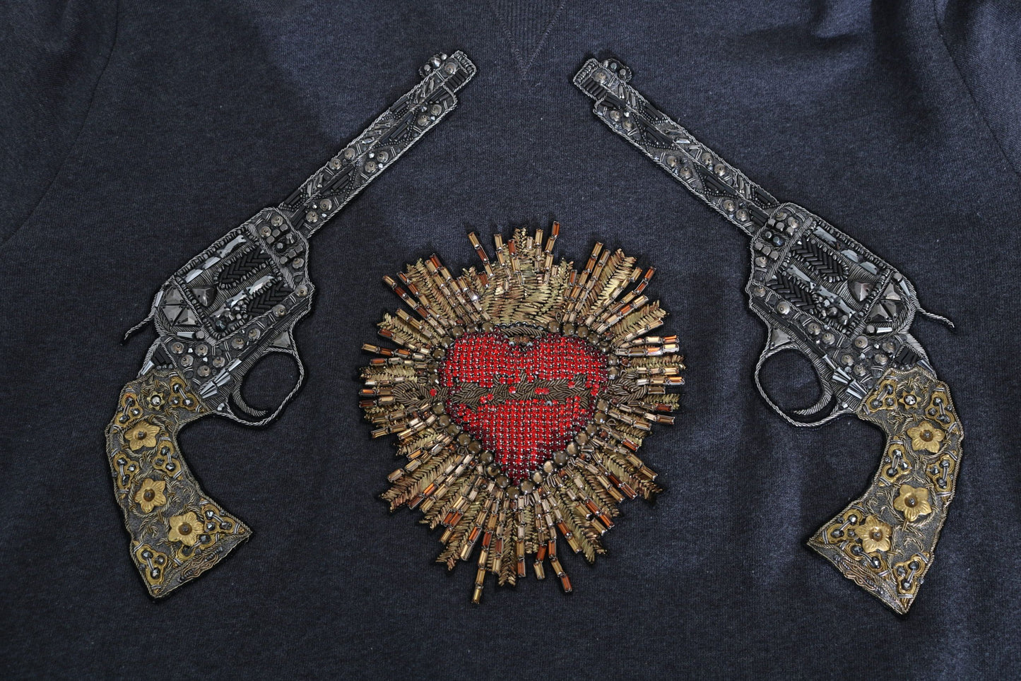 Сірий светр Dolce &amp; Gabbana Crystal Heart Gun Motiv