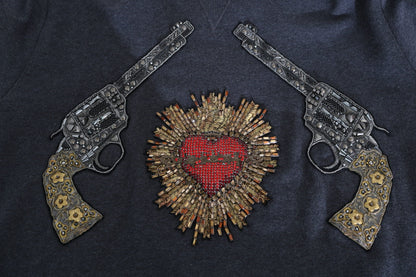 Сірий светр Dolce &amp; Gabbana Crystal Heart Gun Motiv