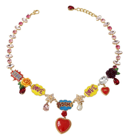 Шикарне намисто Dolce &amp; Gabbana із кришталевим шармом золотого кольору