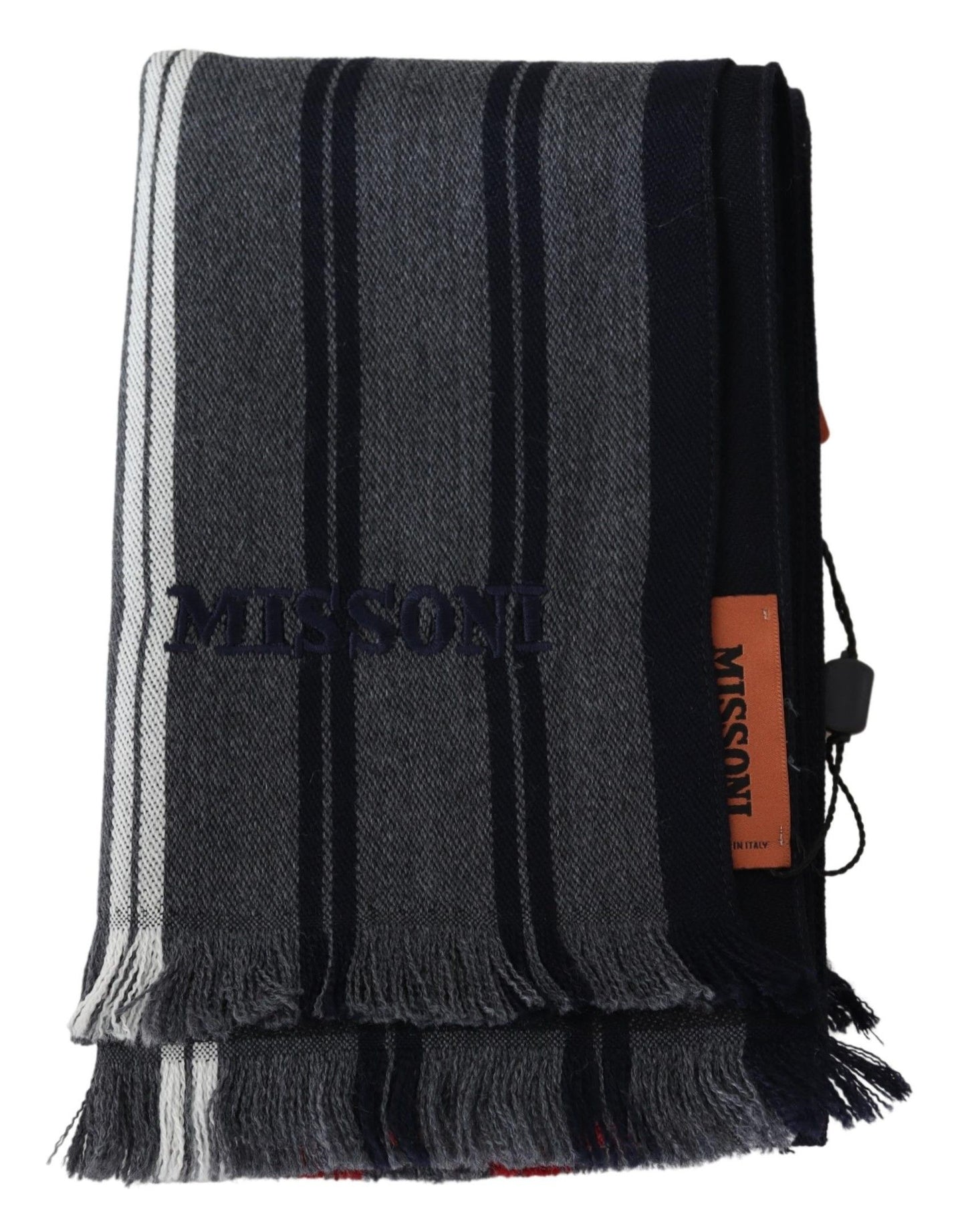 Елегантний різнокольоровий вовняний шарф Missoni з вишивкою логотипу