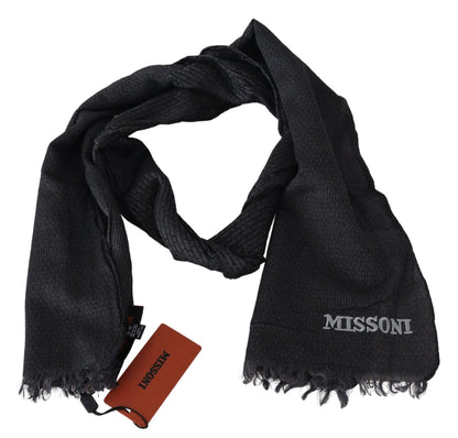 Елегантний чорний вовняний шарф Missoni з бахромою