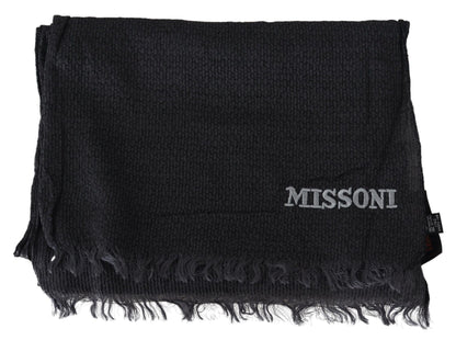 Елегантний чорний вовняний шарф Missoni з бахромою