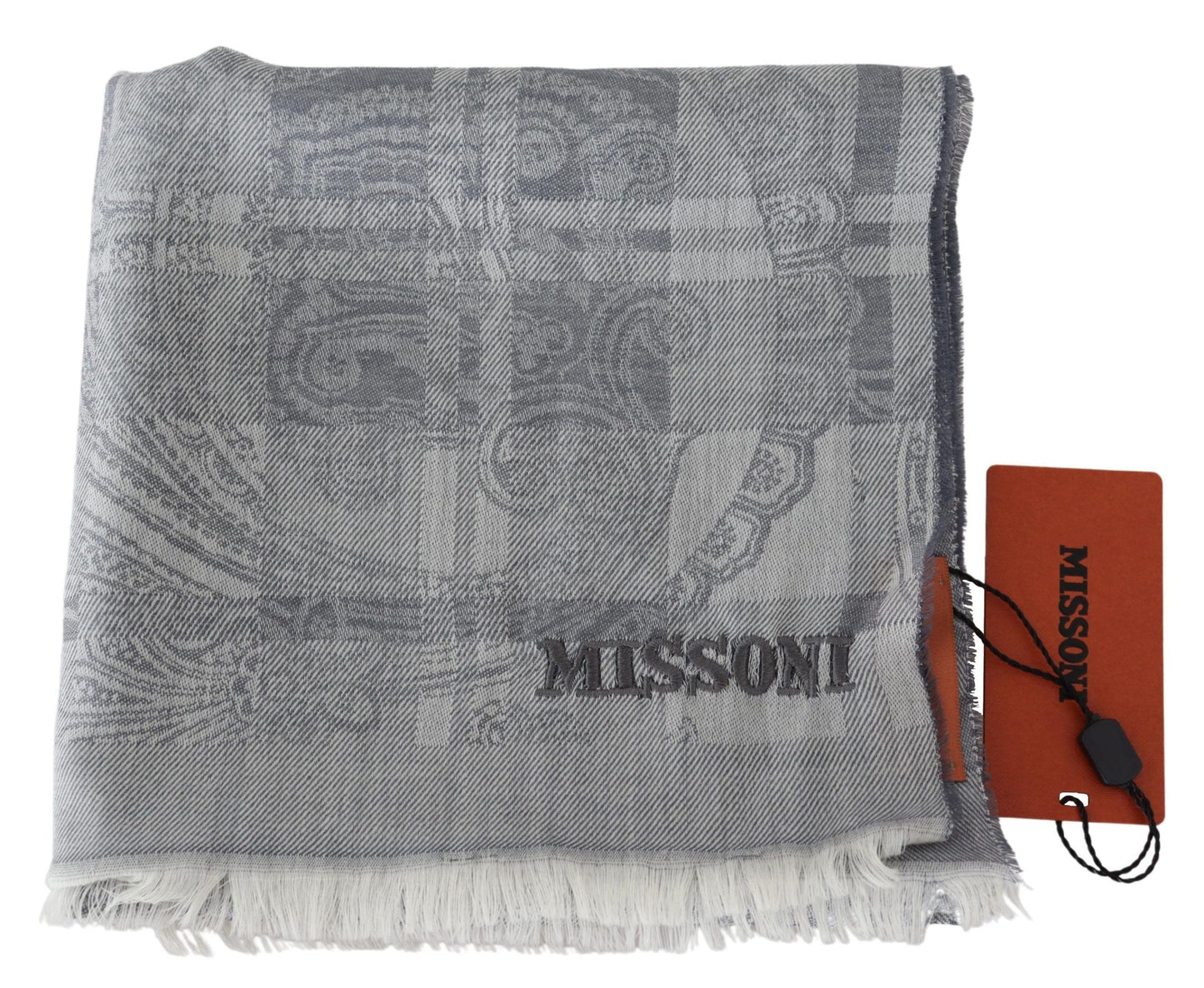 Сірий вовняний шарф Missoni Chic унісекс із вишивкою логотипу