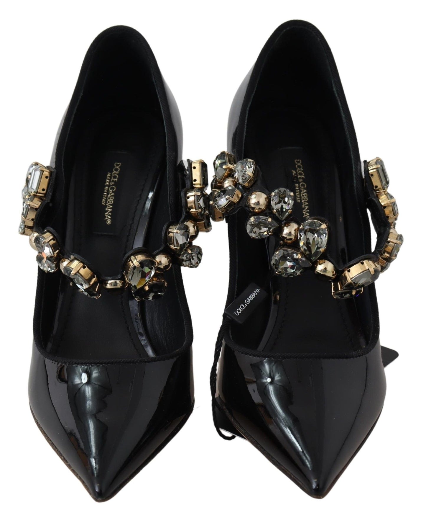 Елегантні чорні шкіряні туфлі Dolce &amp; Gabbana з кристалами