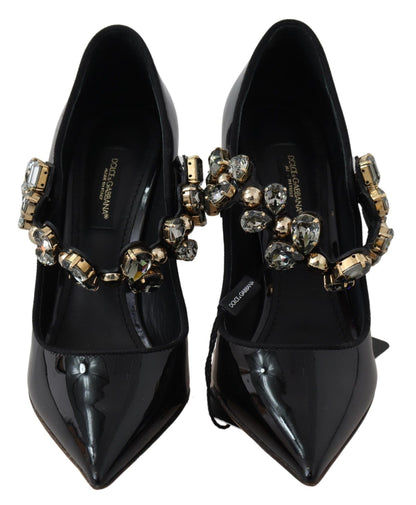 Елегантні чорні шкіряні туфлі Dolce &amp; Gabbana з кристалами