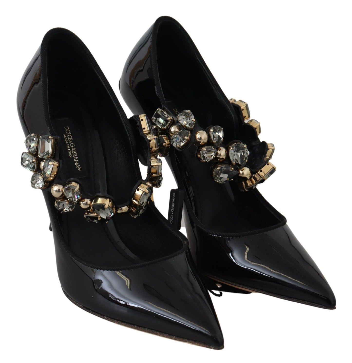 Елегантні чорні шкіряні туфлі Dolce &amp; Gabbana з кристалами