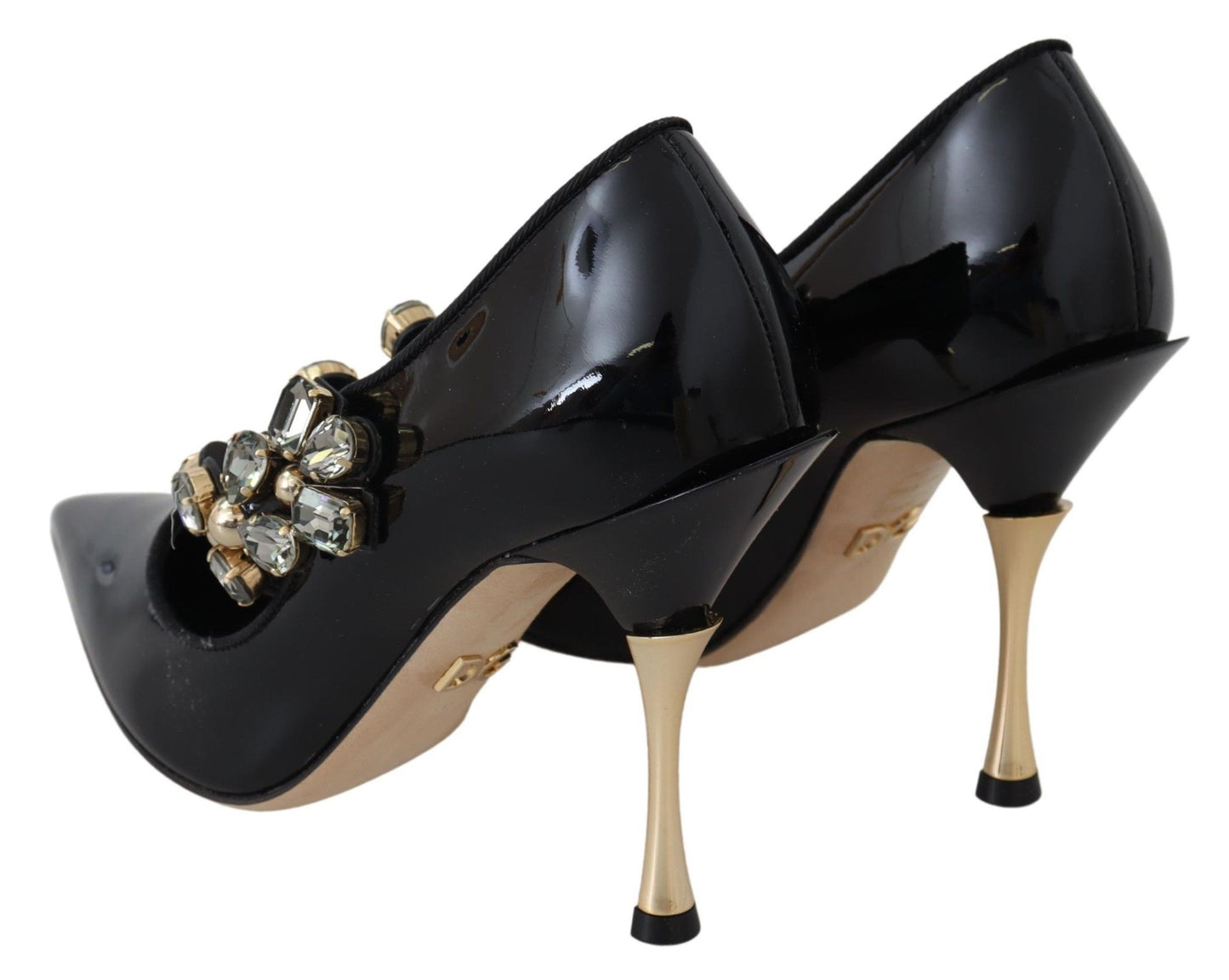 Елегантні чорні шкіряні туфлі Dolce &amp; Gabbana з кристалами
